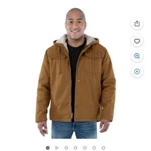 Wrangler Workwear Sherpa Lined Duck Jacket Size 3XL Brown with Hood